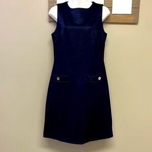 Tommy Hilfiger Navy Sleeveless Sheath Dress with Gold Hardware Back Zipper-Sz 10